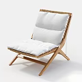 Modern Wooden Leisure Chair With Woven Details And White Comfortable Cushion