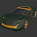 Modern Silver Sports Car with Orange Accents Sleek Design And Transparent Roof