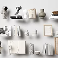 Minimalist Modern Decorative Ornament Set With Sculptures Vases Frames And Books