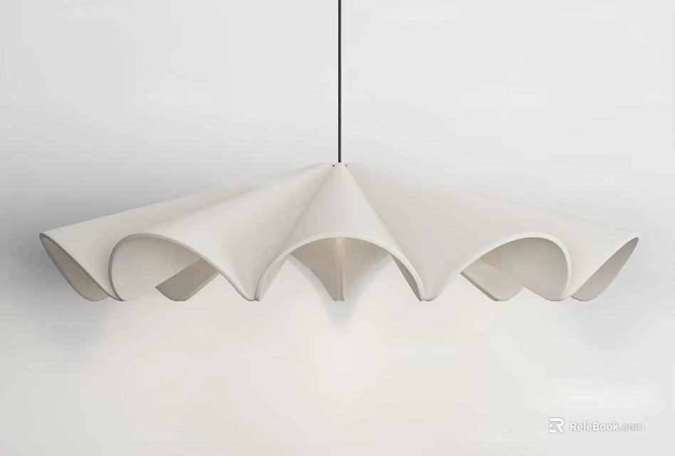 Modern Unique White Wavy Folded Design Pendant Light For Interior Decor 3d model