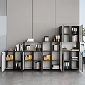 Modern Black And White File Cabinets Storage Units With Books Folders And Decor Items