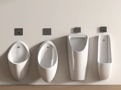 Sleek Modern White Wall Mounted Urinals Ceramic Design With Flush Controls 3d model