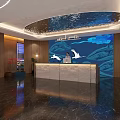 Modern Hotel Lobby Interior Design With Marble Floor And Wooden Decor Elements