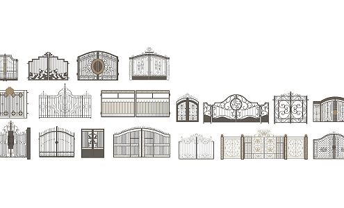 European-style gate villa wrought iron gate 3d model