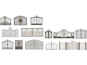 European-style gate villa wrought iron gate 3d model