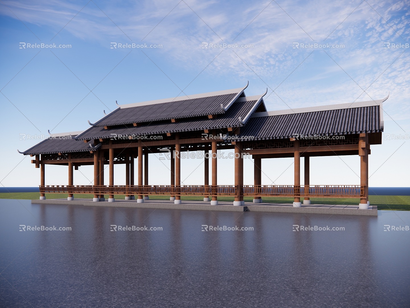 Chinese-style Antique Corridor Rack 3d model