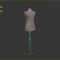 Gray Fabric Dress Form With Wooden Base Standing For Home Dressmaking And