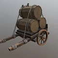 Cart earth cart truck two-wheeler game cart racket wood cart wood cart wood trailer ancient wooden cart low face number low model simple model realistic 3d model