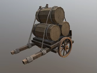 Cart earth cart truck two-wheeler game cart racket wood cart wood cart wood trailer ancient wooden cart low face number low model simple model realistic 3d model