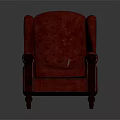 Classic Red Tufted Armchair With Carved Armrests And Wooden Legs