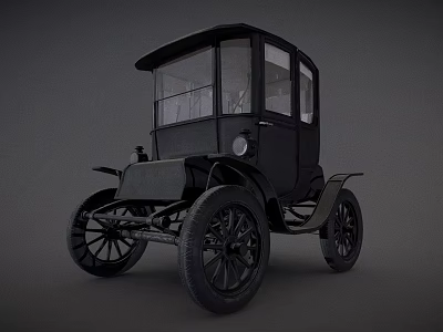 Black Vintage Classic Car With Retro Body Design And Large Wheels 3d model