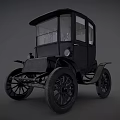 Black Vintage Classic Car With Retro Body Design And Large Wheels