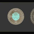 Ancient Decorative Shield with Metal Animal Head and Riveted Round Edges