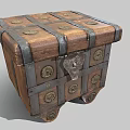 Vintage Wooden Storage Chest With Decorative Metal Straps Brass Rivets On Wheels