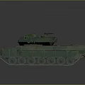 Detailed Green Military Tank 3D Model With Cannon Tracks And Antennas