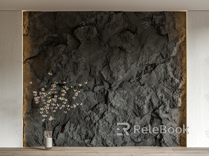 Modern background wall rubble background wall cement board molten rock model