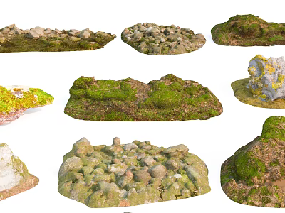 Modern Stone Landscape Stone Moss Stone Rockery Crystal Micro Terrain Moss Stone Island Bluestone Stone Combination Mountain Peak Mountain 3d model