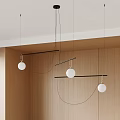 Modern Spherical Pendant Chandelier With Black Metal Bars In Wooden Wall Interior