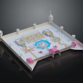 Detailed Palace Model With Multiple Towers Courtyard And Decorative Elements