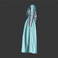 Turquoise Elegant Long Sleeve Dress With Lapel Collar And Cuffed Sleeves