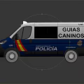 Policia Officer And Canine Guide In Blue White Emergency Police Van