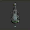 Sci Fi Vehicle Model With Blue Body Green Transparent Cockpit And Streamlined Design