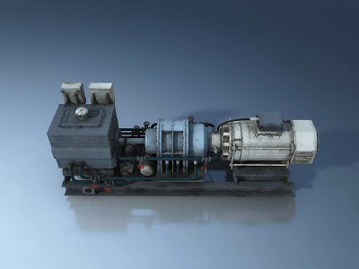 Industrial Machinery Unit With Generator Motor And Mechanical Components 3d model