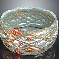 Decorative Transparent Glass Bracelet With Colorful Gemstones And Golden Frame