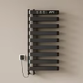 Modern Black Electric Towel Rail With Digital Display Temperature 25℃ Mounted On Light Wall