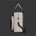 White Box Bag With Black Trim Two Handles And Round Stripe Decoration