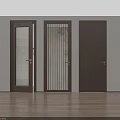 Modern Wooden Swing Doors with Different Glass Designs and Solid Panel Options 3d model