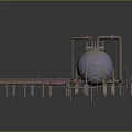 Large Industrial Spherical Tank With Metal Pipes And Support Structures 3d model