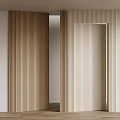 Modern Interior With Wooden Slats Wall And Decorative Doorway Design