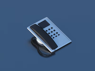 Modern Landline Phone With Silver Panel Black Handset And Coiled Cord Keypad Design 3d model
