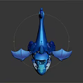 Blue Shark Fantasy Character With Wing Like Fins Red Eyes And Yellow Claws