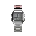 Silver Digital Watch With Square Dial Metal Strap And Modern Design