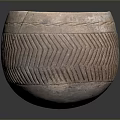 Handcrafted Ceramic Bowl Sculpture Carving With Herringbone Pattern Surface Design 3d model