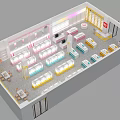 Modern Retail Store Interior With Colorful Counters Display Shelves And Bright Lighting