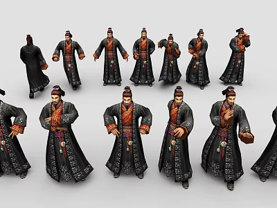 Game and Movie Characters in Traditional Ancient Costumes with Various Poses 3d model