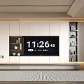 Modern TV Stand Design With Built-in TV White Storage Shelves And Decorative Items