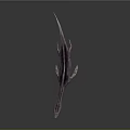 Game Movie Character Aquatic Creature With Slender Body Purple Hue Swimming In Dark Underwater Scene