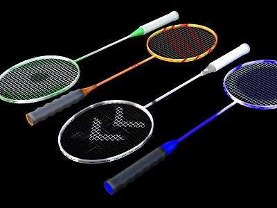 High Quality Colorful Badminton Rackets With Multiple Designs And Different Colors For Sports Enthusiasts 3d model