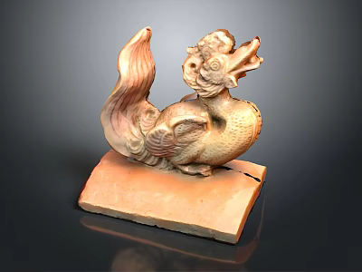 Game Movie Character Dragon Sculpture Traditional Style With Winged Tail And Square Base Detailed Design 3d model