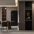 Modern Minimalist Living Dining Room Interior With Sofa TV Wall And Dining Table