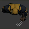 Wolverine Character In Yellow And Blue Costume With Claws