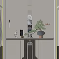 New Chinese-style Entrance Log Partition Entrance 3d model