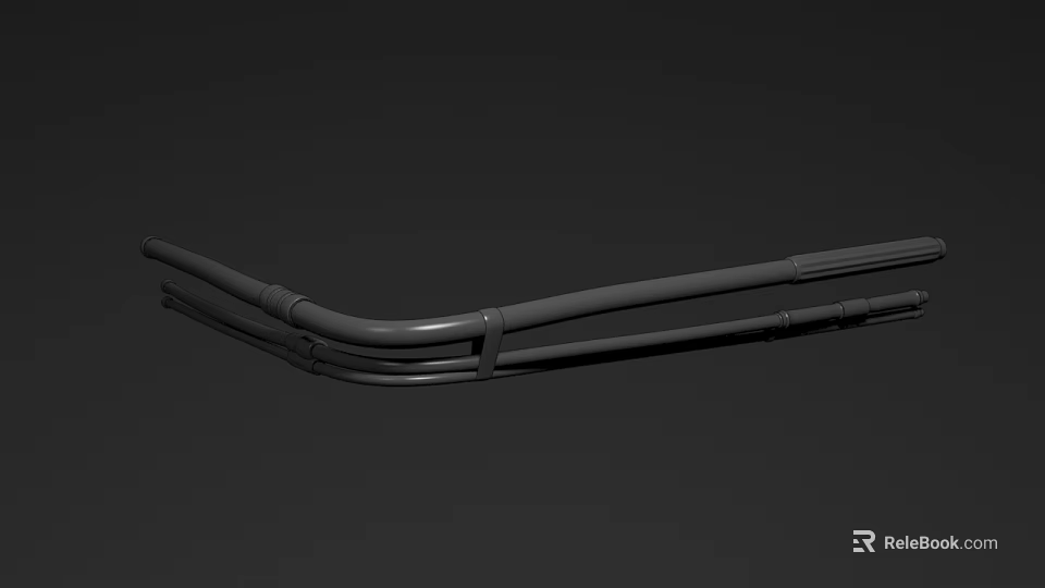 Modern Black Metal Door Handle With Curved Long Strip And Sleek Structure 3d model 