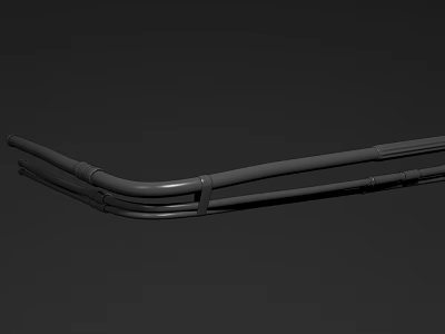 Modern Black Metal Door Handle With Curved Long Strip And Sleek Structure 3d model