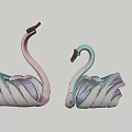 Decorative Swan Figurines With Colorful Metallic Striped Design For Home Decor