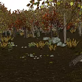 Scenic Autumn Forest Landscape With Colorful Trees Fallen Leaves Rocks And Bushes